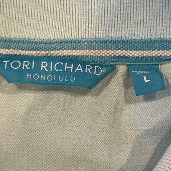 Tori Richard Honolulu Shirt Men Large Green Short Sleeve Polo Embroidered Monkey - Picture 4 of 8